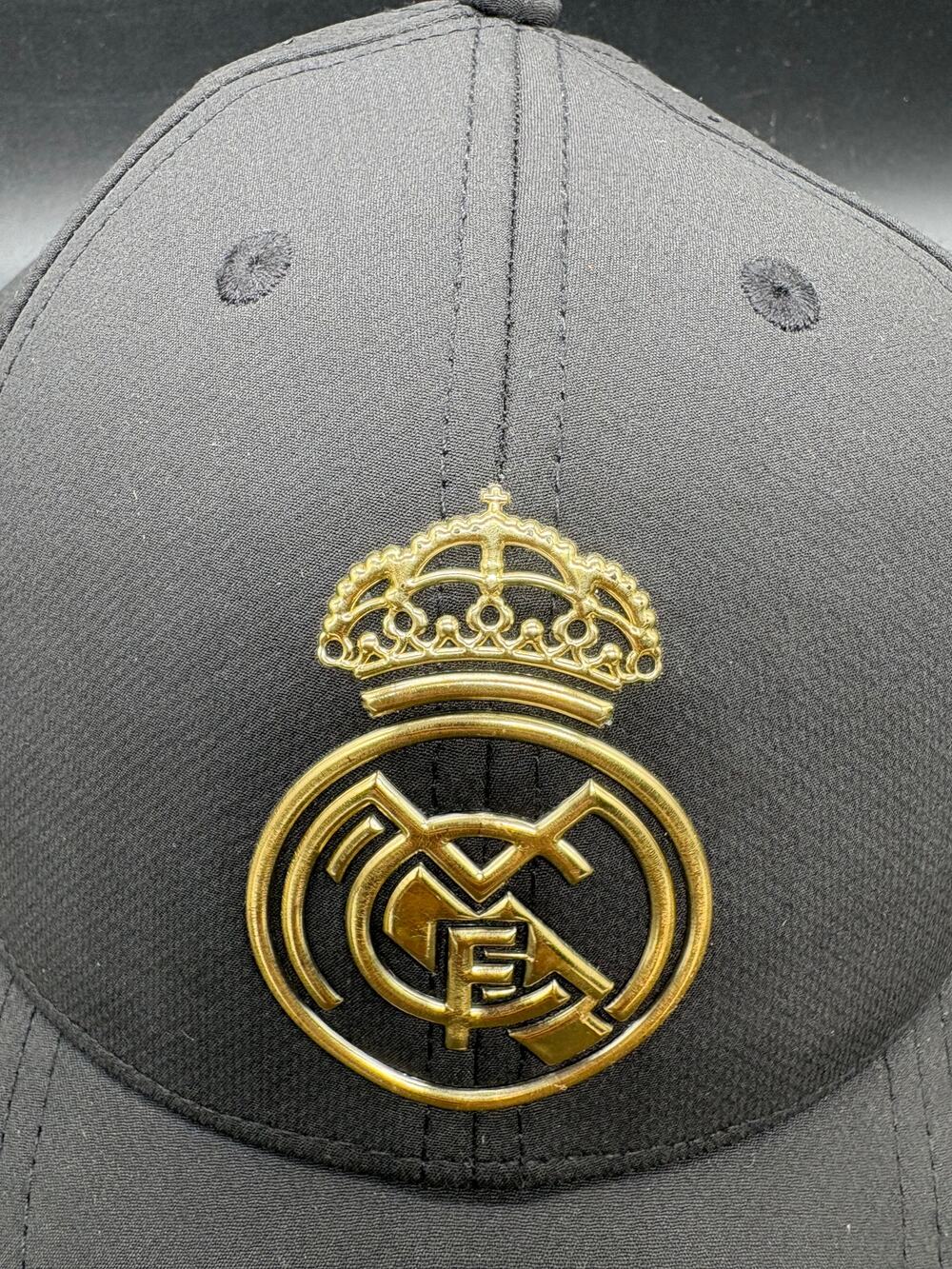 Real Madrid RMCF Black Gold Crest Adjustable Snapback Soccer Cap Hat